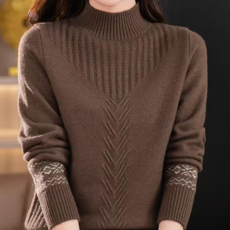 Women's Half Turtleneck New Autumn and Winter Small Short Sweater Thick Knitted Base Shirt