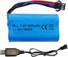 1x Li-ion Аккумулятор 7.4V 600mAh 2S с разъемом SM-3P + USB-кабель – Совместим с радиоуправляемой машиной DE82, TK3086B, TK-3082B, G20601, Машина-перевертыш