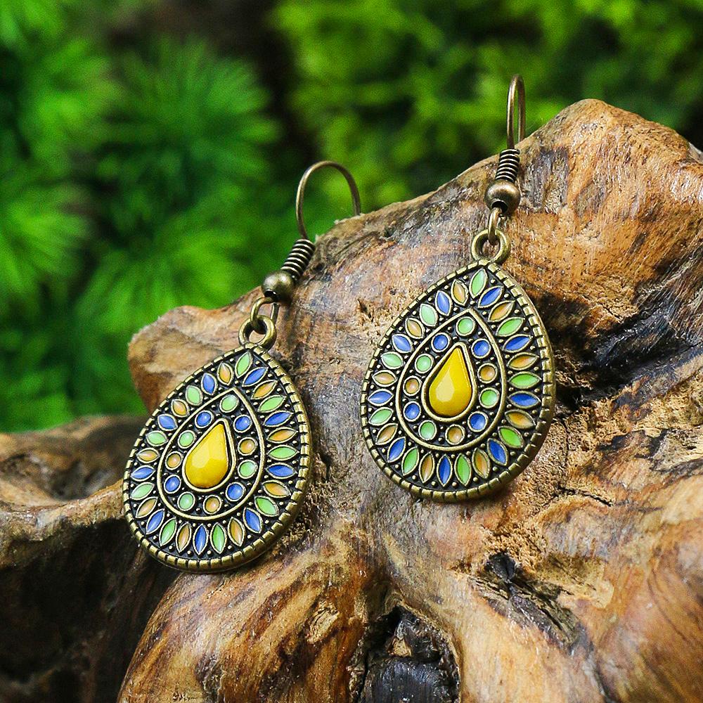 Новые богемные серьги из сплава, круглые серьги-капли с разноцветными цирконами и подсолнухом, оригинальное украшение, подарки для вечеринки