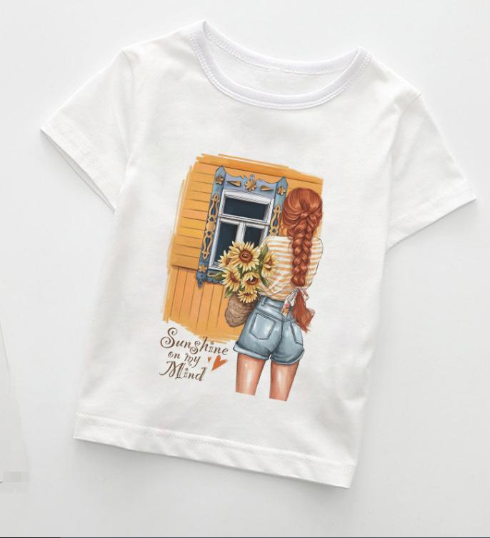 Summer Boys Kids Fashion Girl Tshirts Casual Wear Lovely Cozy Boys T Shirt Round Neck Polyester Fabric Girls Clothes