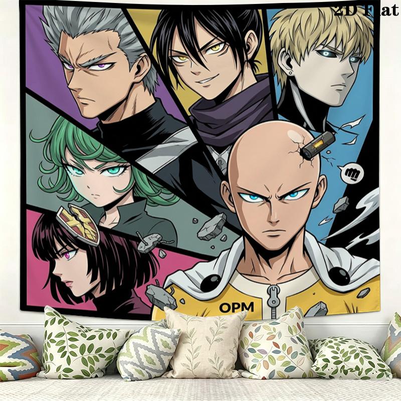 Onepunch Man Wall Tapestry Aesthetic Wall Hanging Printed Fabric Blanket Decorative Tapestries For Bedroom Living Room Home Decor