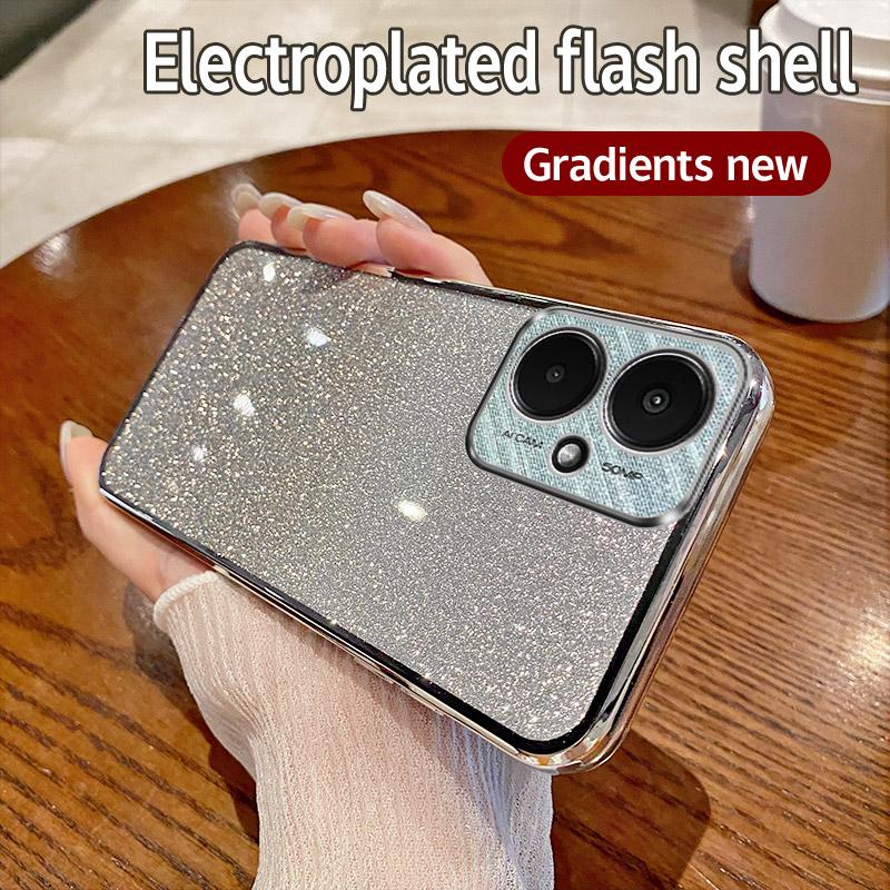 Для Xiaomi Redmi 13C 5G Чехол Xiaomi Poco M6 5G Чехол для телефона Блестящий блестящий силиконовый объектив камеры Мягкая задняя крышка