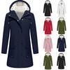 Женская однотонная куртка Hardshell с капюшоном, ветровка с длинным рукавом и флисовая куртка для походов на открытом воздухе, куртка средней длины, водонепроницаемая куртка