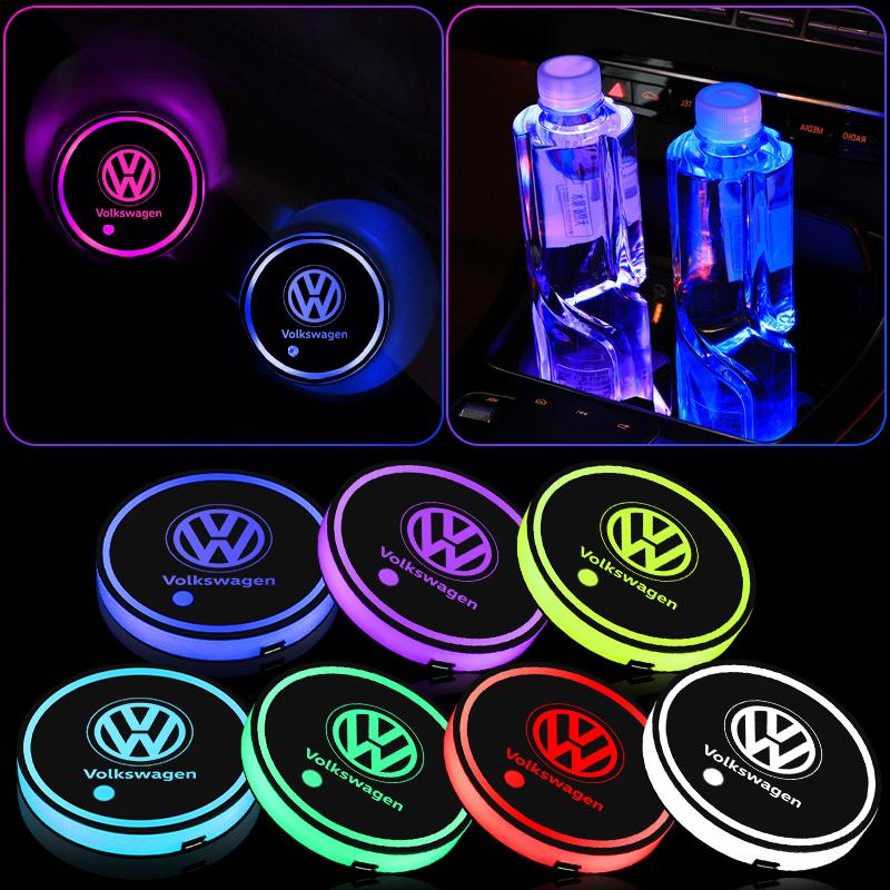 7 Color LED Car Cup Holder Light Luminous Coaster Water Cup Pad for Volkswagen VW Golf 6 7 MK4 TSI TDI Magotan B5 B6 B7 Touareg