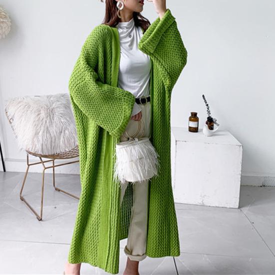 Весенне-осенний женский свободный длинный свитер, пальто с длинным рукавом, однотонный