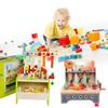 Красочный Деревянный Верстак с Инструментами Интерактивная Развивающая Игрушка для Детей 4-6 лет