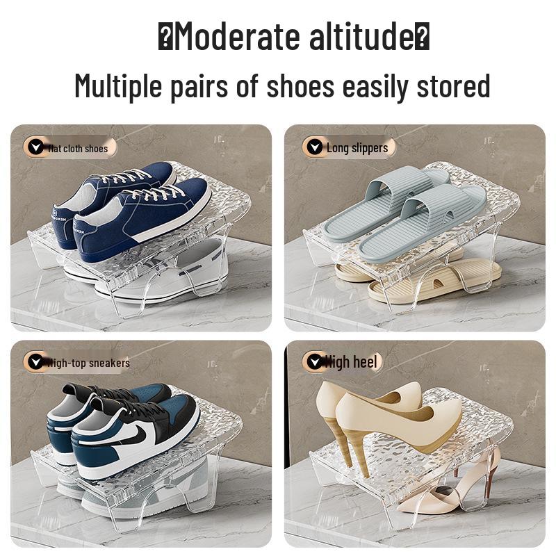 Двухъярусная минималистичная обувница - Складная, компактная полка для хранения обуви
