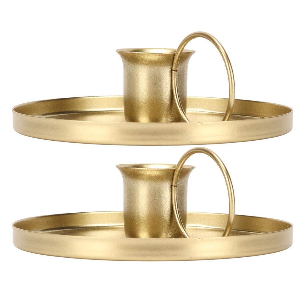 2pcs Iron Candle Holder Metal Home Golden Simple Retro Elegant Desktop Aromatherapy Candle Stand