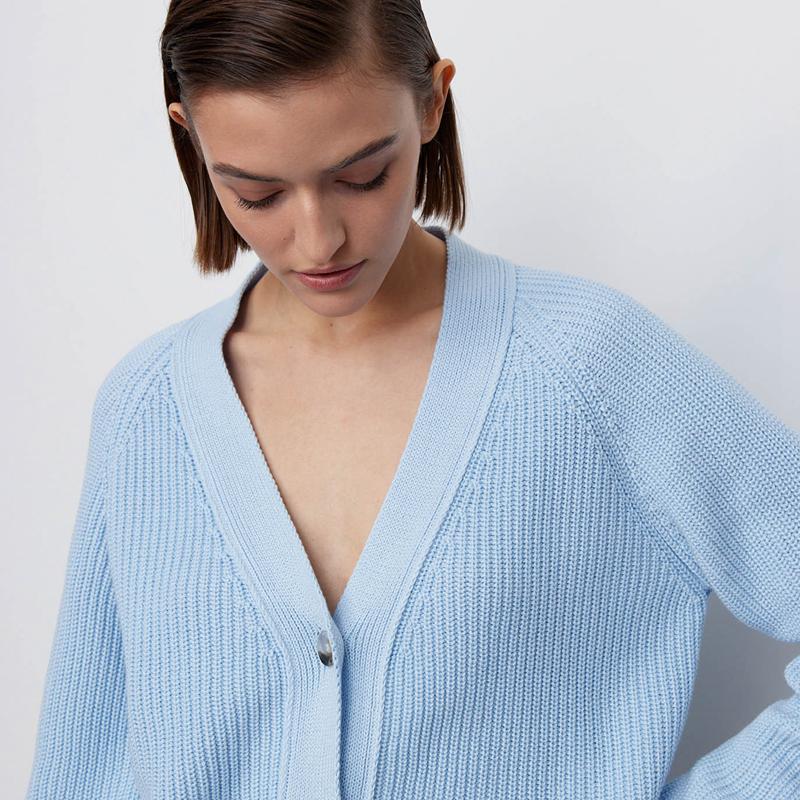 Women V Neck Short Sweater Cardigan Autumn Winter Temperament Bat Sleeve Button Solid Knit Tops