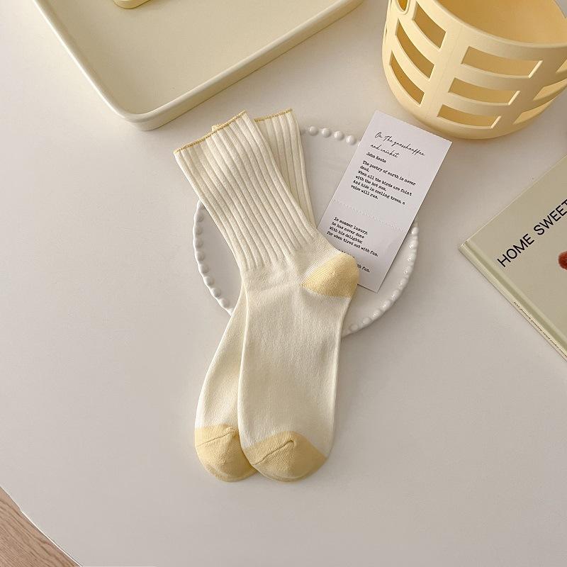 Кремовые носки для женщин без косточек средней длины универсальные свободные носки женские дезодорирующие носки для родов спортивные носки