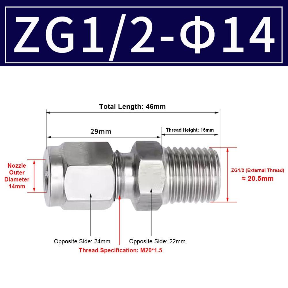 1 шт. Трубный соединитель из нержавеющей стали 304 Метрический фитинг ZG для масла, воды, газа