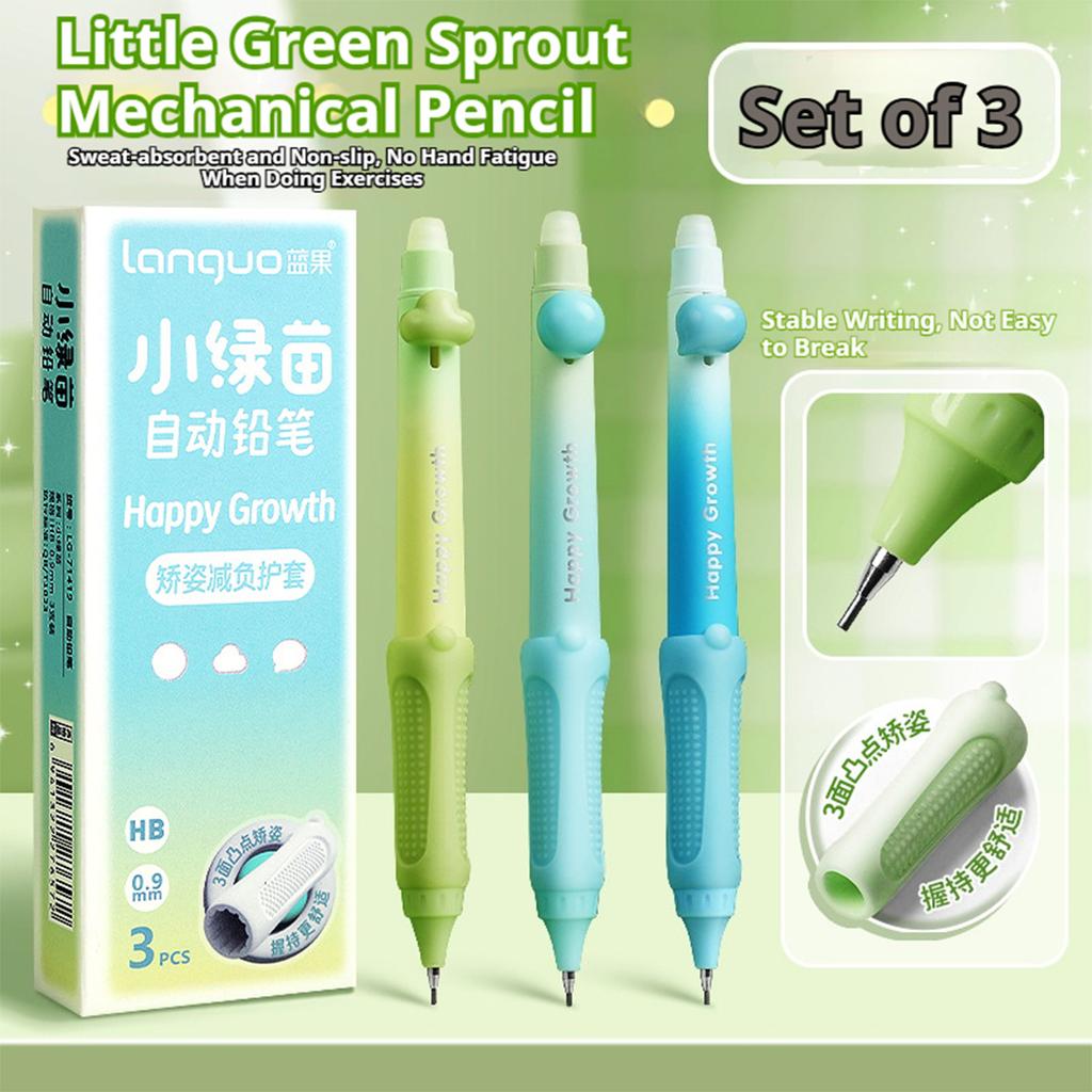 Автоматический карандаш LanGou 0,9 мм с грифелем против поломки для детей, для школы, для рисования, для черчения, с удобным захватом, со сменным грифелем, с кнопкой