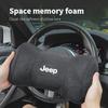 AIY5   Car Suede Headrest Auto Logo Seat Neck Pillow Head Support For Jeep Grand Cherokee Wrangler JK Gladiator Compass Renegade Recon