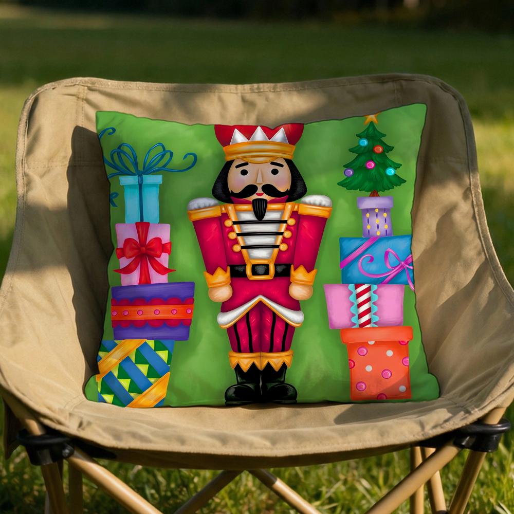 Figure NNutcracker Doll Cushion Cover Soft Reversible  Durable Pillow Cover  MultiScene Use for Home  Car Daily Comfort
