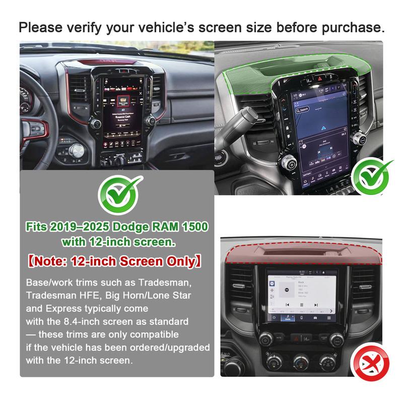 For -2025 Dodge RAM 1500 Center Console Dashboard Organizer Tray Interior Storage 12 inches Behind Screen Dash Accessories
