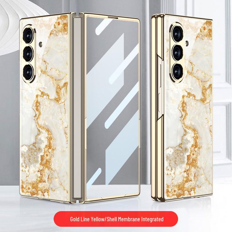 Сердце Мира: Гальванизированный стеклянный чехол для Samsung Z Fold7 - Модный, простой стиль, защитная накладка