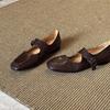 Sheepskin Version~ Retro Literary and Artistic Style with Shallow Mouth Small Single Shoes Women's Simple Leather Comfortable Flat Mary Jane Shoes