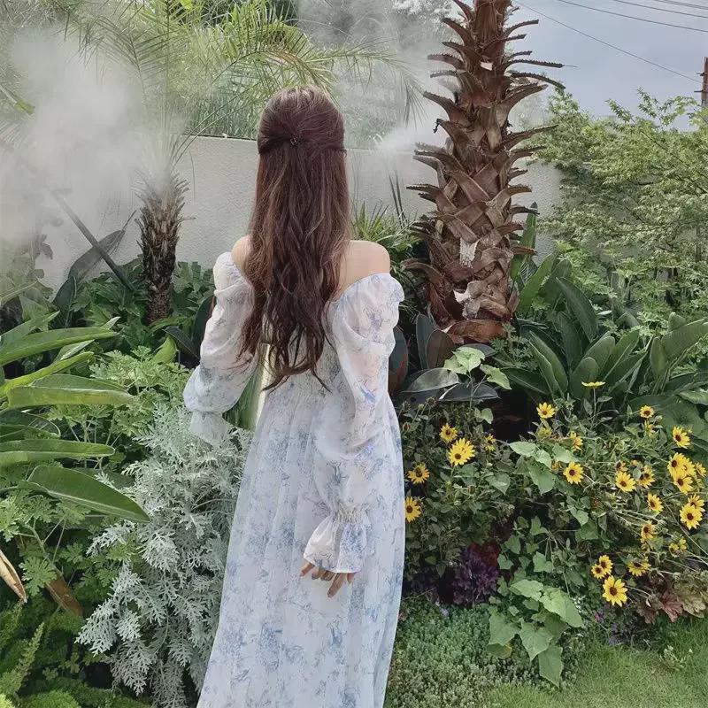 Элегантное макси-платье с французским цветочным принтом 2024 года — весенне-летний праздничный стиль для женщин