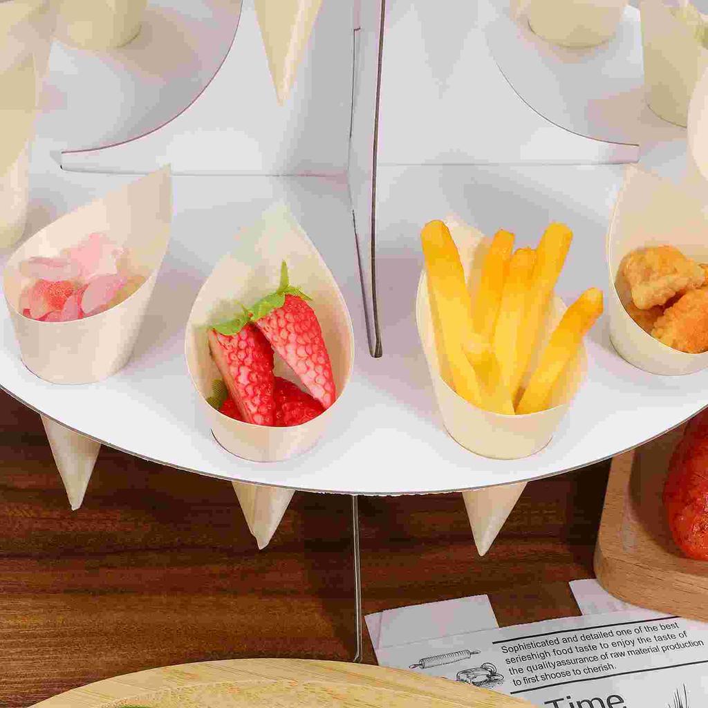 100 Pcs Cone Ice Cream Veneer Roll Mini Dessert Cup Wooden Cones Cake Boxes Food Plushies