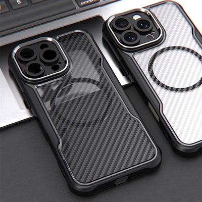 Fundas For iPhone 16 Pro Max For Magsafe Magnetic Carbon Fiber Phone Case For Apple 15 14 13 12 11 Pro Max 16 Plus Wireless Charging Magsafe Cover