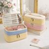 Zipper Closure Double-layer Storage Bag Large Capacity Handheld Toilet Bag  Daily Use