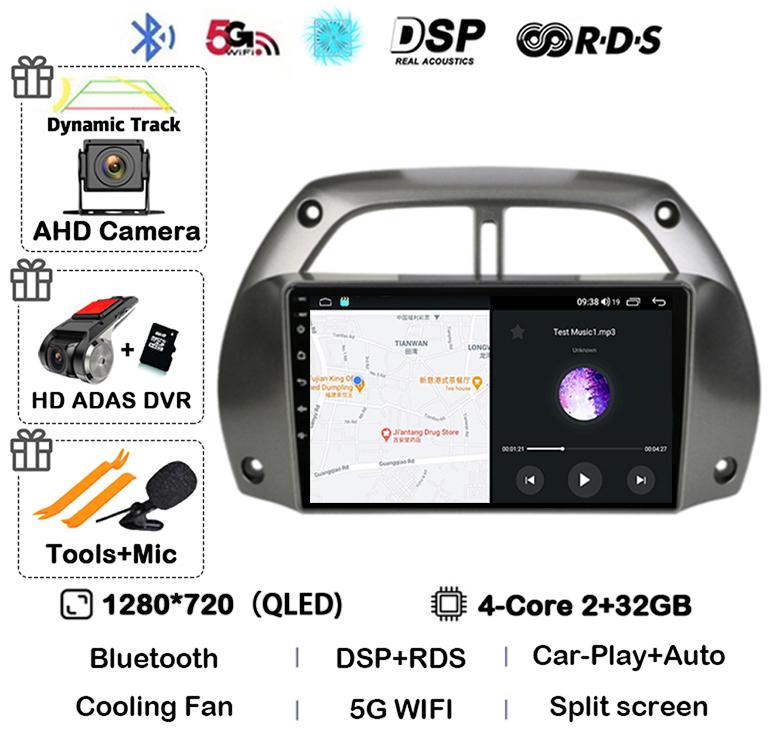 Автомагнитола Android14 Carplay для Toyota RAV4 Rav 4 2001 2002 2003 2004 2005 2006 Мультимедийный GPS-плеер Стерео 2din Головное устройство DSP