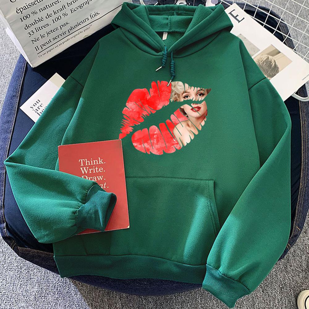 Графические толстовки с принтом губ Мэрилин Монро, модная толстовка для осени/зимы, винтажная одежда, милые пуловеры Moletom