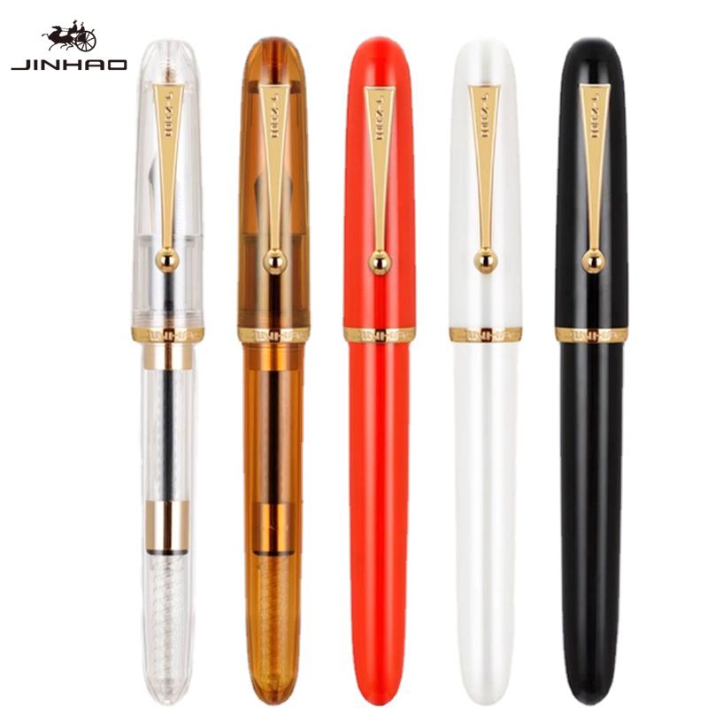 JINHAO 9016 Перьевая ручка Акриловая прозрачная вращающаяся ручка 35-мм перо Офисные школьные принадлежности Канцелярские товары Письменные подарки Чернильные ручки Упаковка 9019