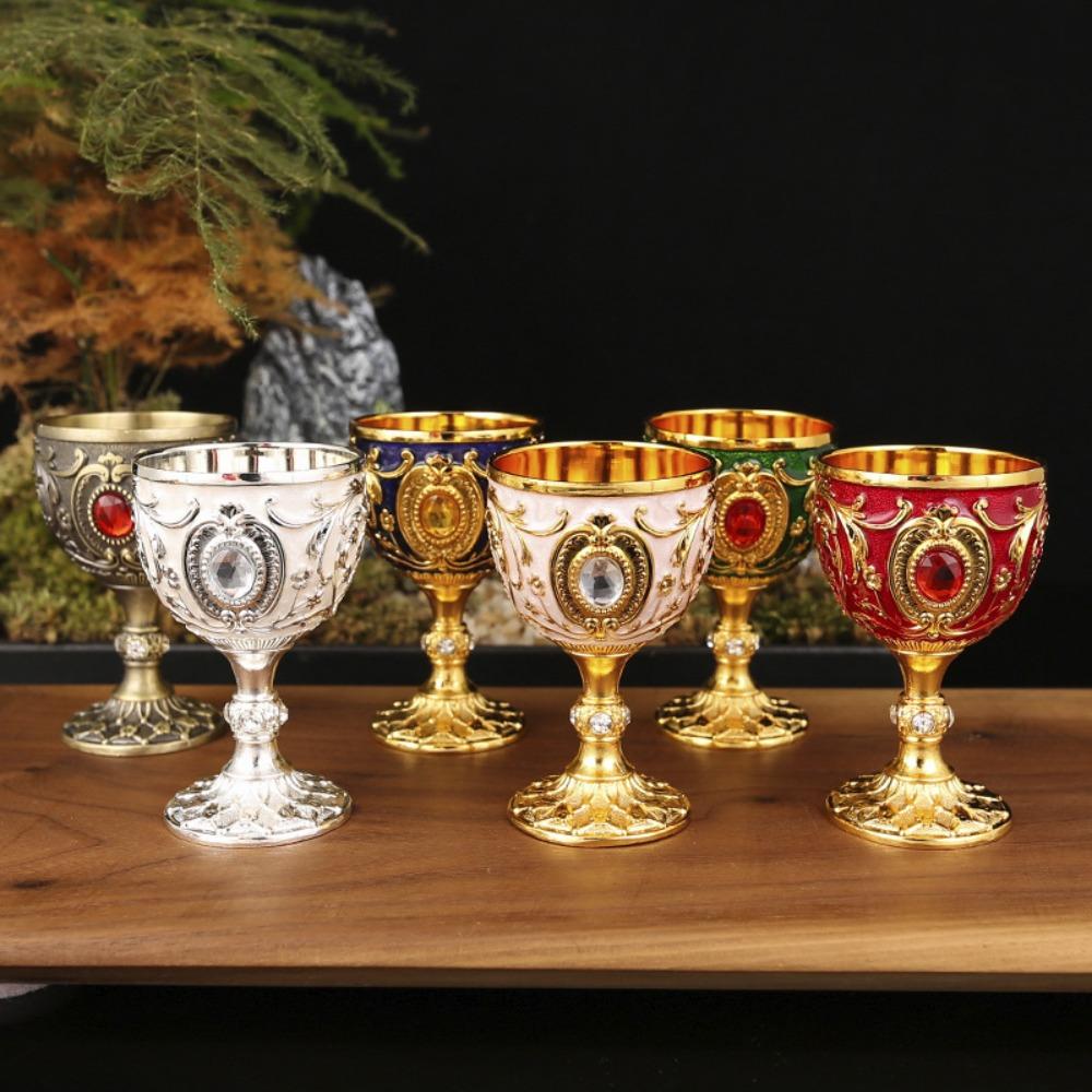 European Style Wine Glasses Embossed Chalice Decorative Goblet  Gift