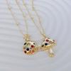 Copper Gold-Plated Literary Retro Simple Personality Mushroom Beetle Pendant Collarbone Chain Niche Necklace Female