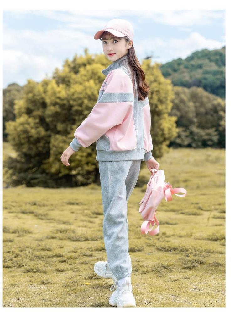 Джерси Одежда для девочек Толстовки с длинным рукавом Верх и низ Комплект из 2 предметов Спортивная одежда для девочек Простая спортивная одежда Корейский стиль Толстовка с капюшоном для подростков Стильный
