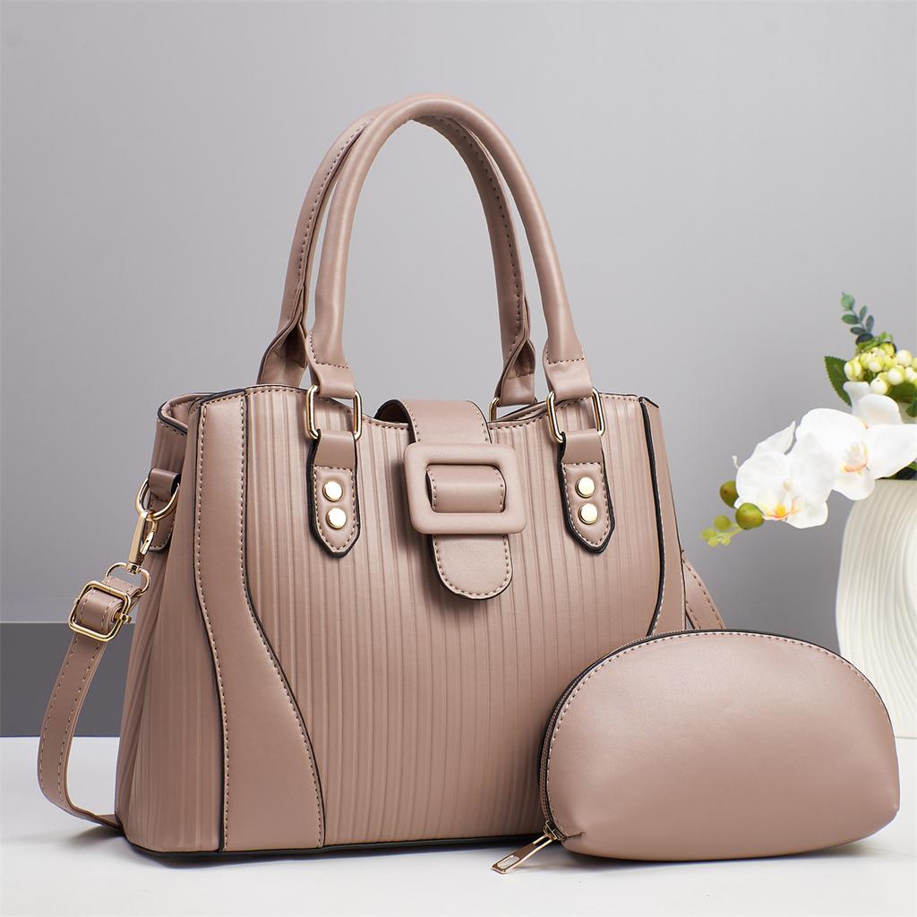 New High Appearance Horizontal Stripe Bag Splicing Battery Large Capacity Shoulder Bag Fashion Design All-match Female Bag