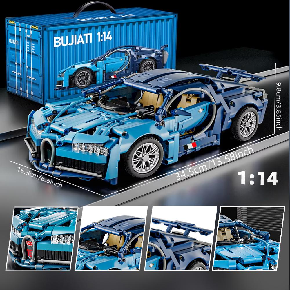 1:Строительные блоки «Супергоночный автомобиль» масштаба 1:14, Набор для сборки модели спортивного автомобиля DIY, Конструктор-игрушка, Подарок для мальчиков, детей в возрасте 8-12 лет 14