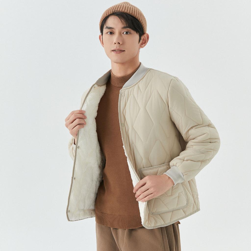 Зимой, для мужчин, Увеличенная толщина, Добавлен велюр для тепла, Длинные рукава, Хлопковая одежда, Свободный крой, Воротник на резинке, Хлопковая одежда