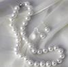 Genuine 10mm White Shell Pearl Earrings Necklace Set