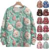 Women's Fashion Round Neck Casual Long Sleeve Christmas Cute Printed Woolen Knit Top