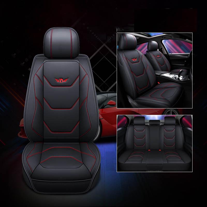 5 Seat Car Seat Cover PU Leather Full Set Cushion Cover 5D Universal SUV Truck Automobile Seat Cover
