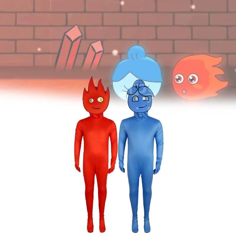 And Fireboy Watergirl Cosplay Costume Cartoon Jumpsuits Halloween Party Garment