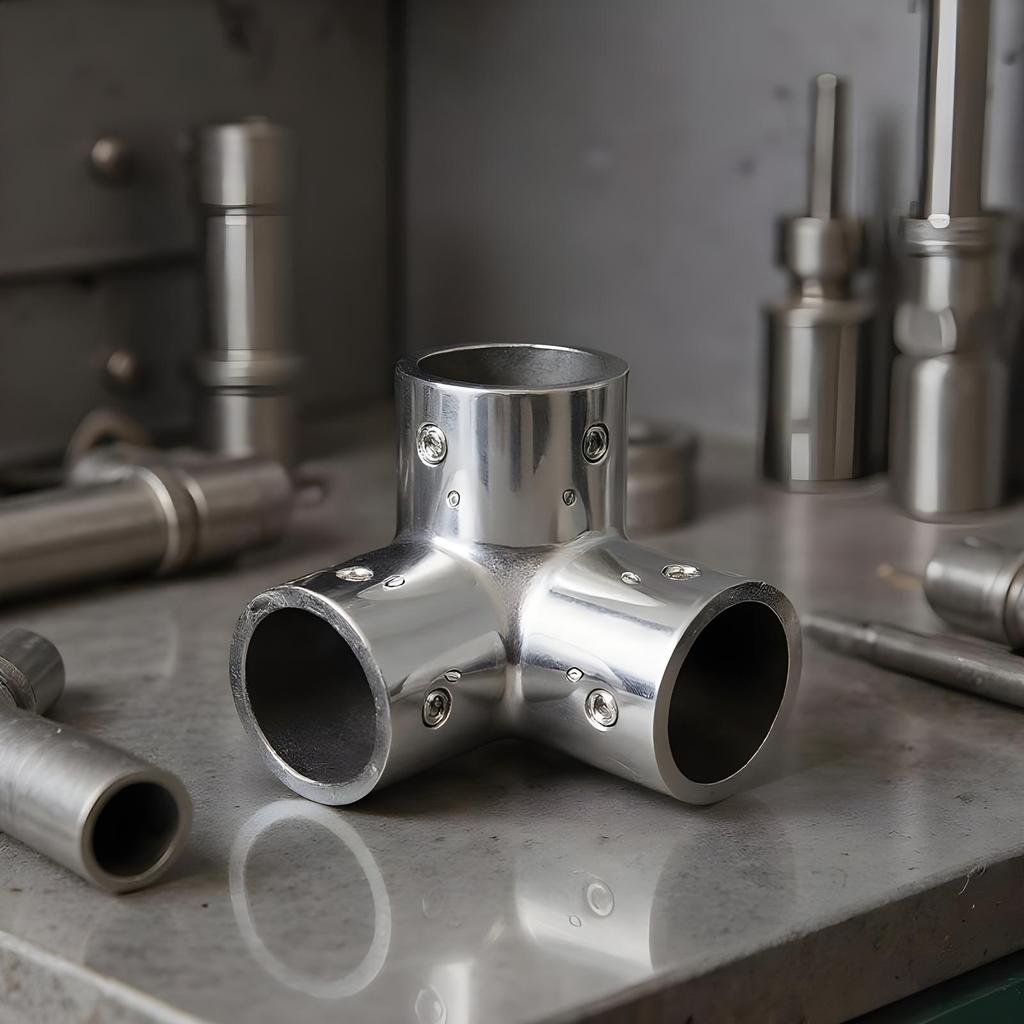 3 Way Corner Elbow 3 Way Stainless Steel Marine Supplies Railing Fork Tee Socket for Ship Guardrails Yacht Piping Dock Fencing