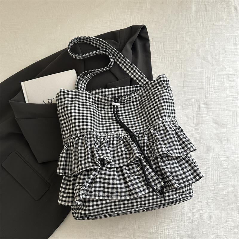 Модная и популярная клетчатая сумка-тоут для通勤 2025 года, простая сумка под мышкой, большая вместительная сумка на плечо