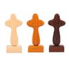 Wood Figurine Cross Statue Decoration with Base Gift Tabletop Ornament Sculpture for Living Room Housewarming Office Friend
