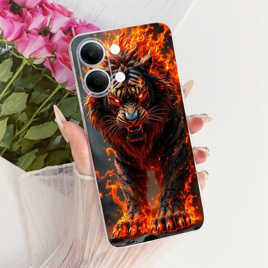 Чехол для Vivo Y05 4G Милый Лев Модный Расписной Чехол Прозрачный Силиконовый Чехол для Телефона Для Vivo Y11d Y 05 VivoY05 VivoY11d 4G Мягкий Чехол
