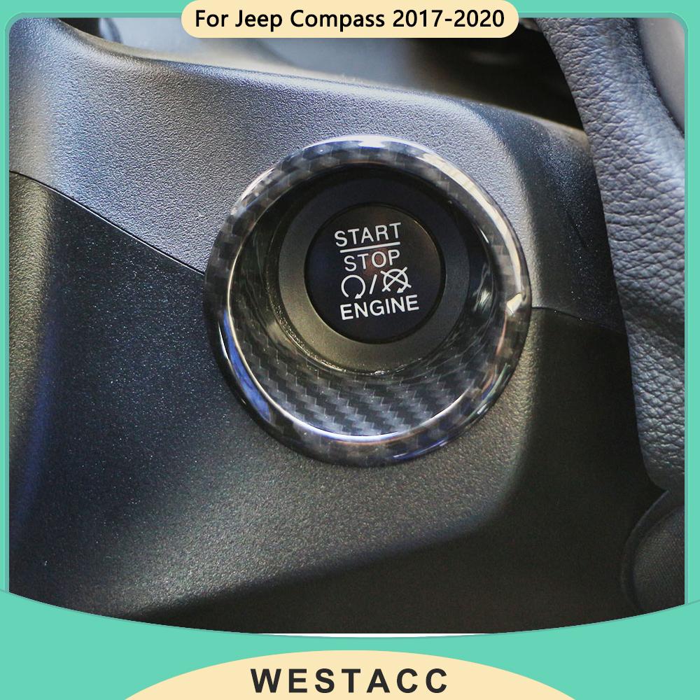 Крышка кнопки запуска ключа зажигания автомобиля, декоративная наклейка для Jeep Compass 2017 - Интерьер
