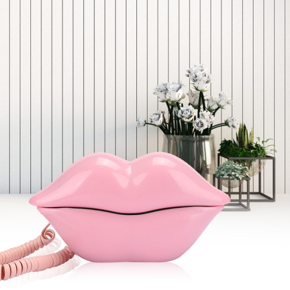 European   Home Telephone Fashionable Pink Lips Shape Desktop Landline Phone