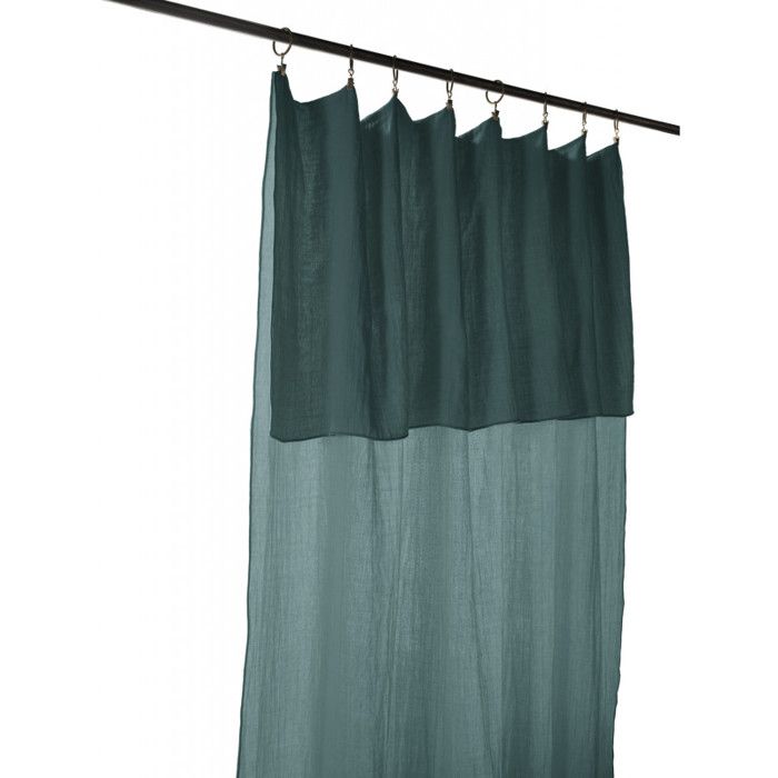 Rideau ajustable + 8 anneaux pince "Gaîa" 140 x 300 cm "Gaze de Coton" - Gaïa Canard - Gaia Canard - 1 Panneau ajustable 140 x 300 c