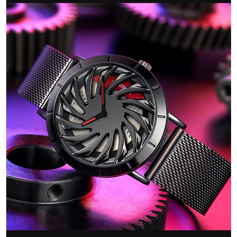 Сеть новых продуктов с кварцевыми часами Модные трендовые часы Простые креативные кварцевые мужские часы с полым автомобилем на колесиках