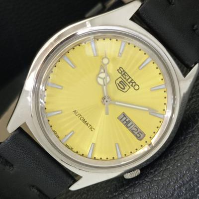 ЯПОНИЯ 7019A ВИНТАЖНЫЕ МУЖСКИЕ АВТОМАТИЧЕСКИЕ ЧАСЫ SEIKO 5 С ЗОЛОТИСТЫМ ЦИФЕРБЛАТОМ a701382-5
