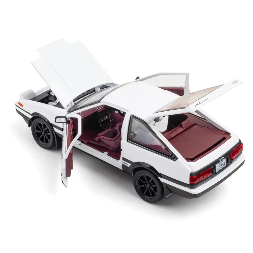 1:24 Initial D Toyota Trueno AE86 Литая под давлением модель автомобиля из сплава, спортивный автомобиль, игрушки для детей и взрослых, игрушечные машинки с черным капотом