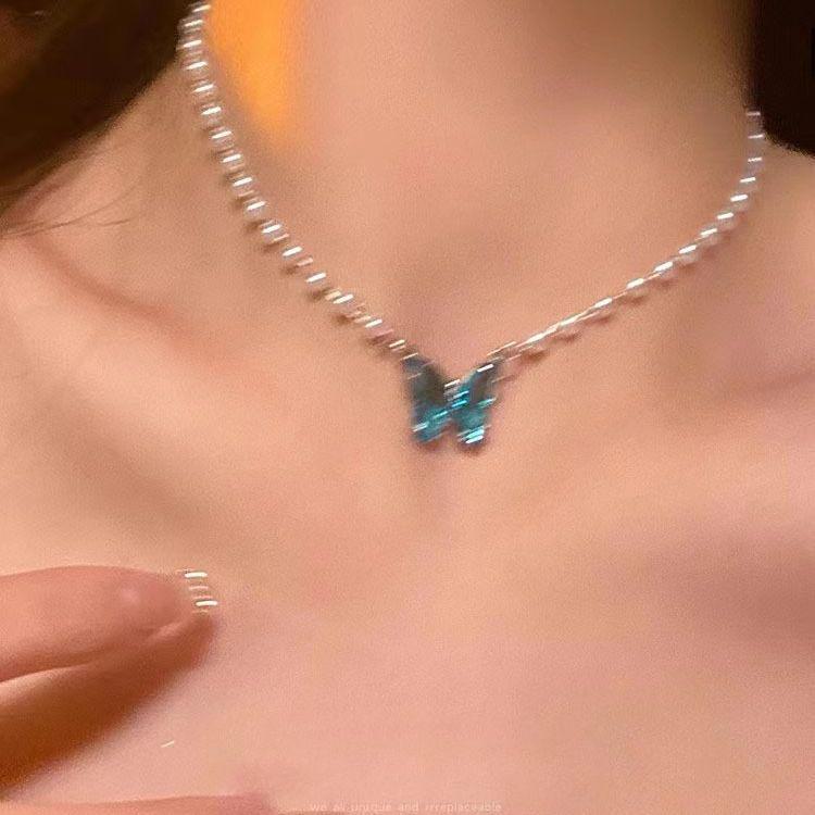 2025 Elegant Butterfly Pearl Necklace - Light Luxury, Sweet Clavicle Chain, Niche Design for Versatile Styles
