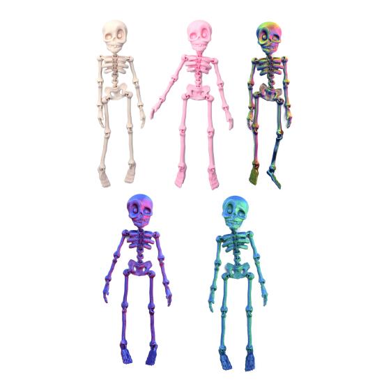2/5Pcs 3D Printed Skeleton Refrigerator Magnet Halloween Poseable Skeleton Figurine